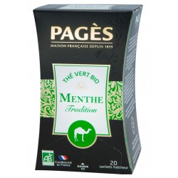 Pages Thé Vert Menthe Tradition Bio 20 sachets (lot de 3 boîtes)