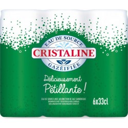 CRISTALINE Eau de source pétillante (pack de 6 canettes de 33cl)