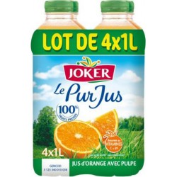 JOKER PUR JUS ORANGE 1L sans pulpe (pack de 4 bouteilles)