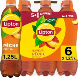 LIPTON Boisson Thé Glacé Pêche 6x1,25L (pack de 6)