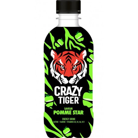 CRAZY TIGER Boisson Energisante Saveur Pomme Star 35cL