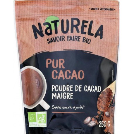NATURELA chocolat en poudre sans sucres ajoutés Bio le sachet de 250g